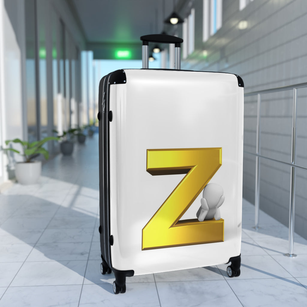 Gold Letter Z Monogram Suitcase | Personalized Luggage Initial