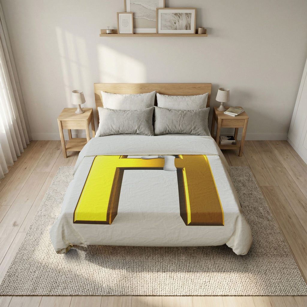 Gold Letter H with Climbing Figure Duvet Cover | Monogram Bedding