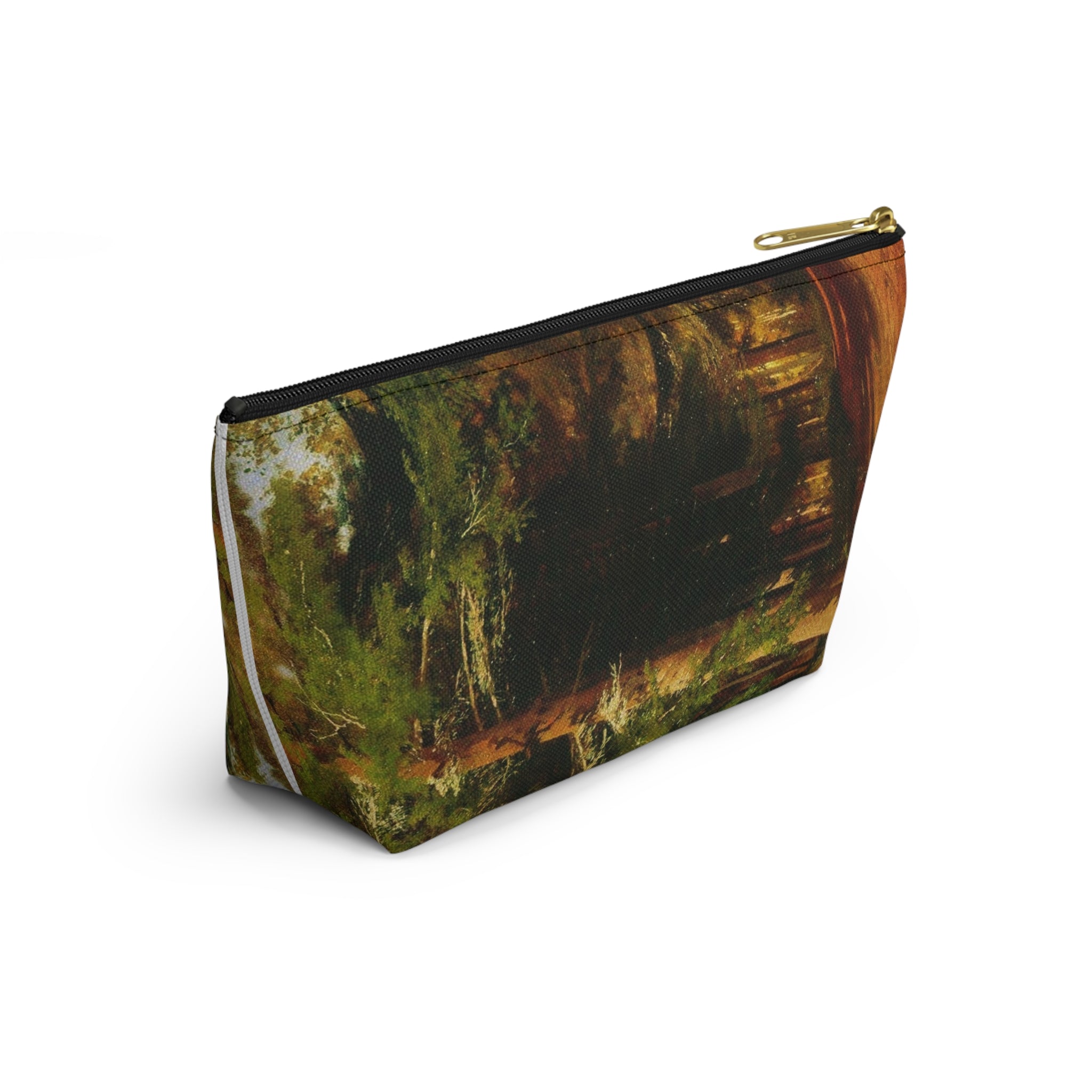 Forest Path Accessory Pouch | T-Bottom Cosmetic Bag, Woodland Nature Print