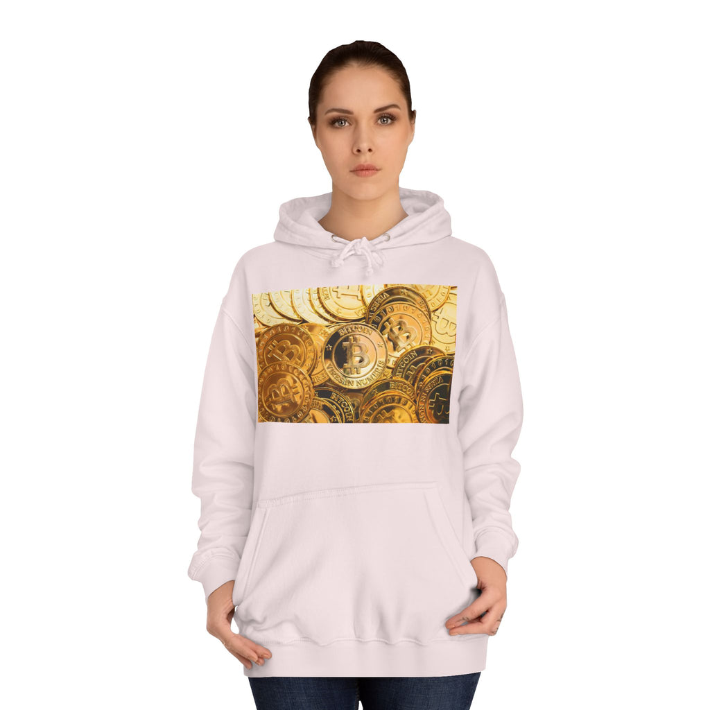 Golden Bitcoin Coins Hoodie | Crypto Cryptocurrency Crypto Art, Digital Currency Apparel
