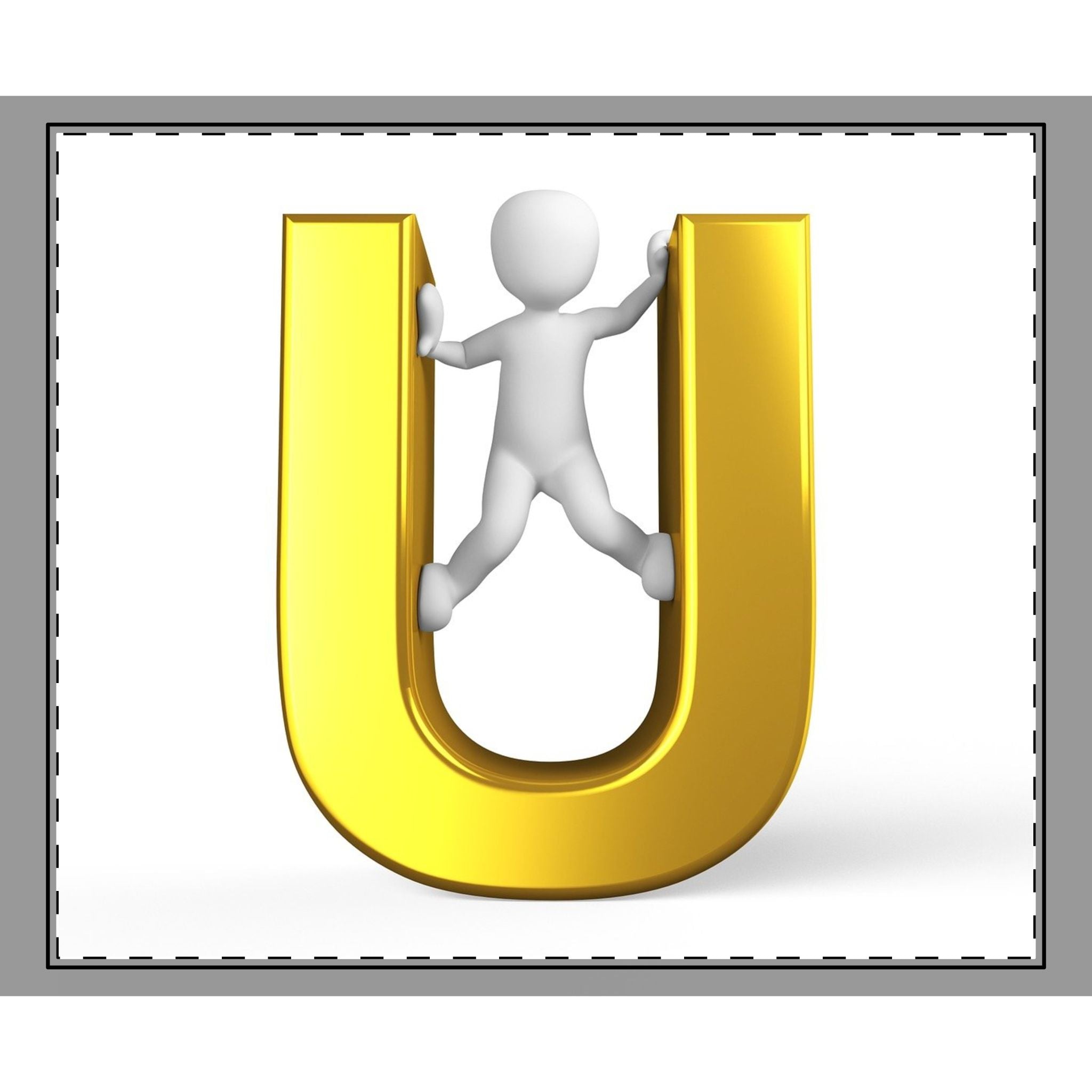 Gold Letter U with Climbing Figure Woven-Style Coverlet | Monogram Throw
