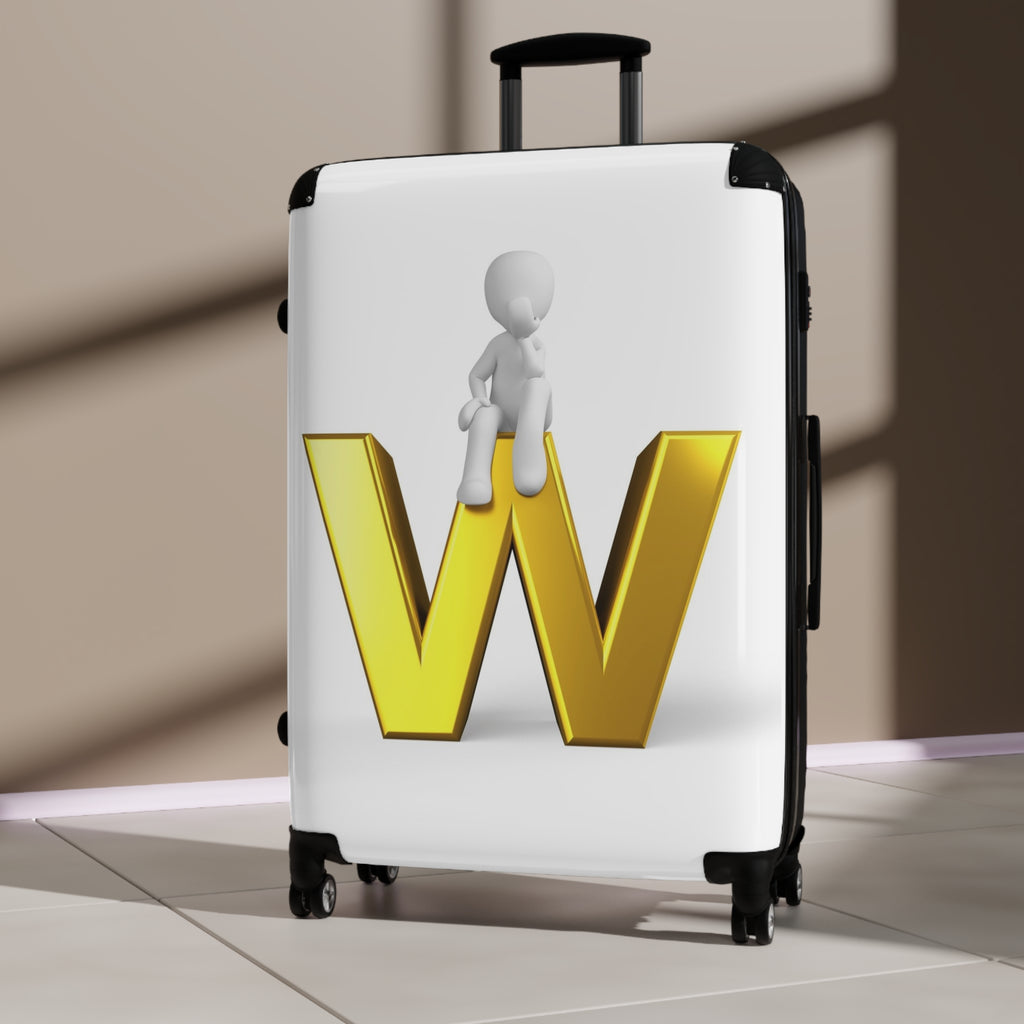Gold Letter W Monogram Suitcase | Initial Luggage Cover