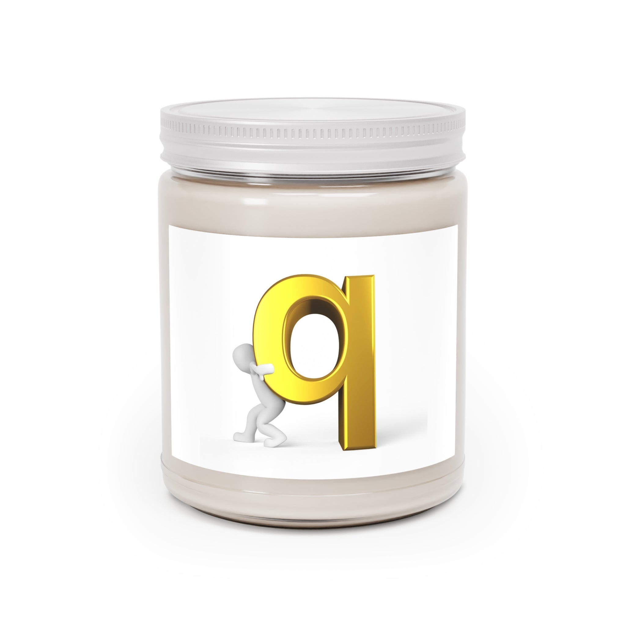 Gold Letter Q Illustration Candle | 9oz Soy Jar with White Lid