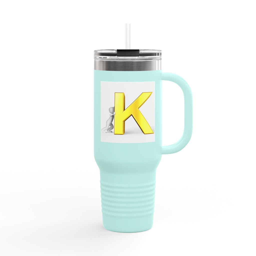 Yellow 3D Letter K monogram Insulated Travel Mug | 40oz