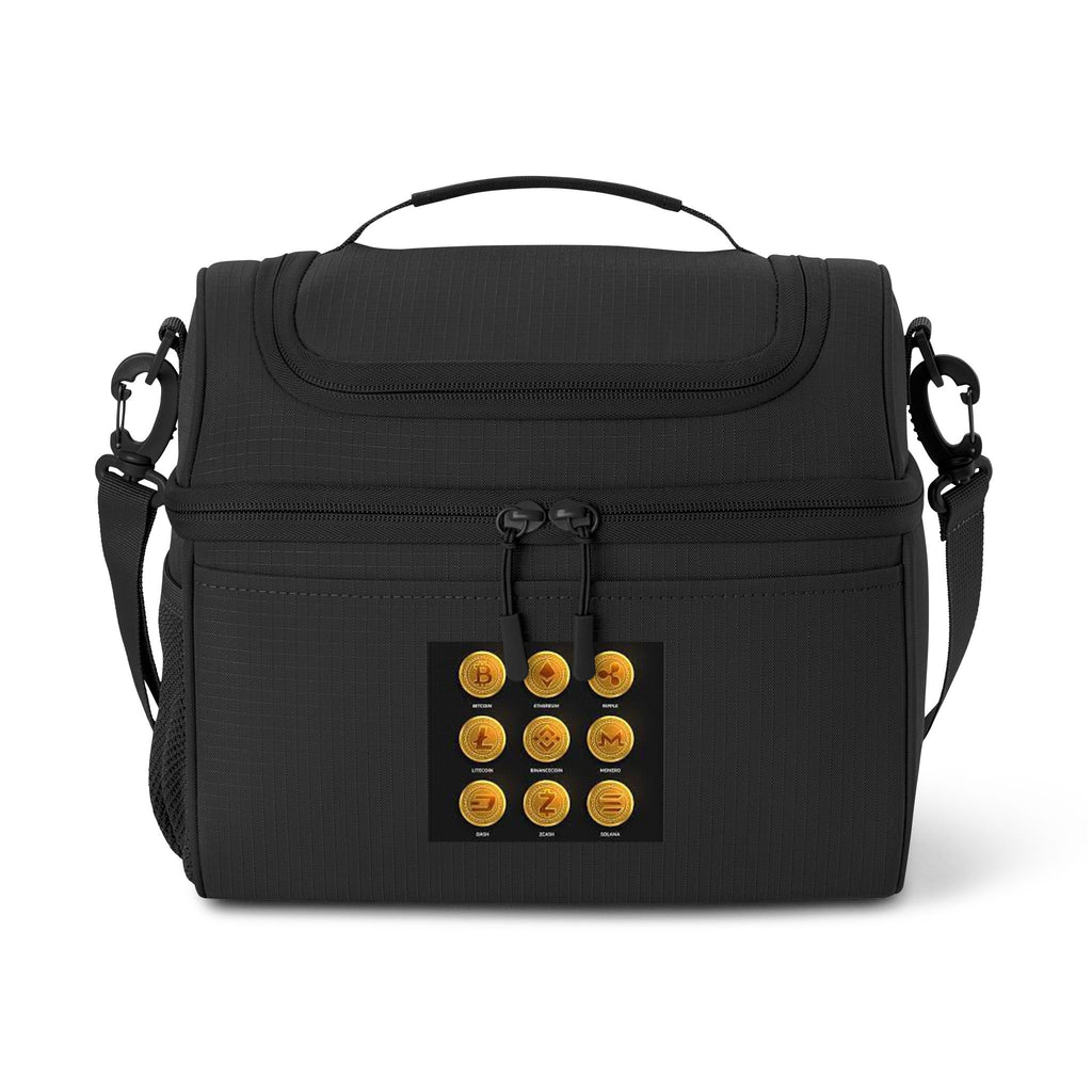 Cryptocurrency Cooler Bag | Insulated Lunch Tote, Coins Picnic Accessory