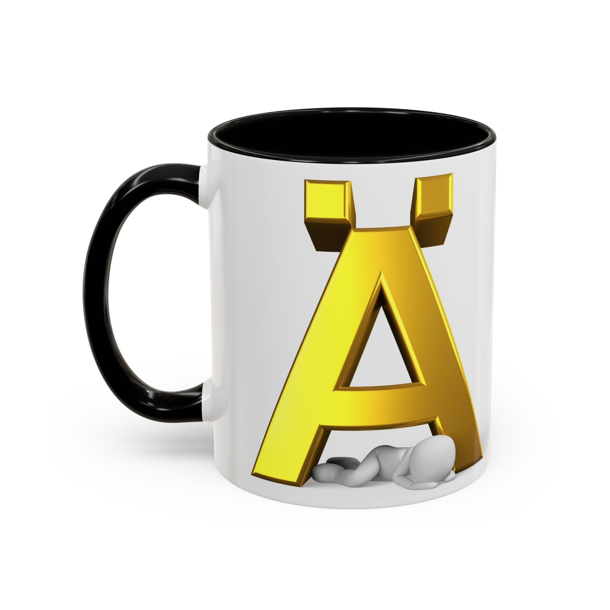 Gold 3D Letter Ä Accent Coffee Mug 11oz 15oz | Monogram Initial Ceramic Mug