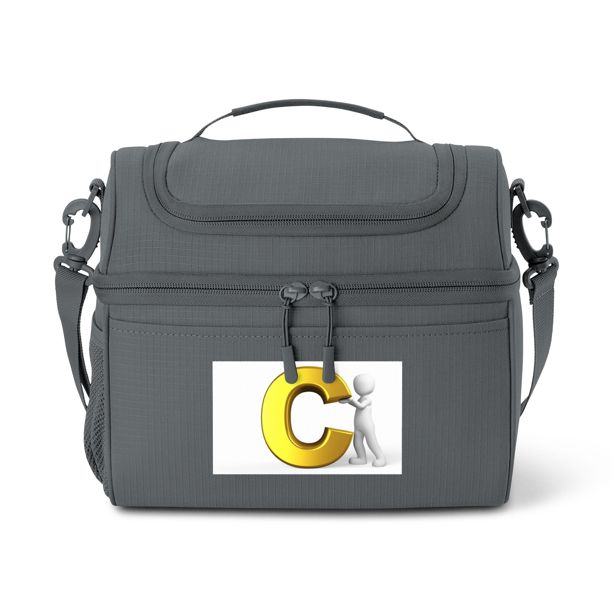Sac isotherme à l'effigie de la lettre C en 3D | Sac à déjeuner à monogramme initial