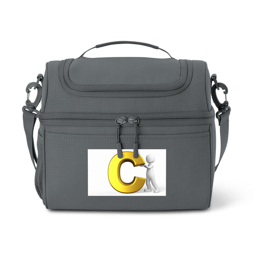 Sac isotherme à l'effigie de la lettre C en 3D | Sac à déjeuner à monogramme initial