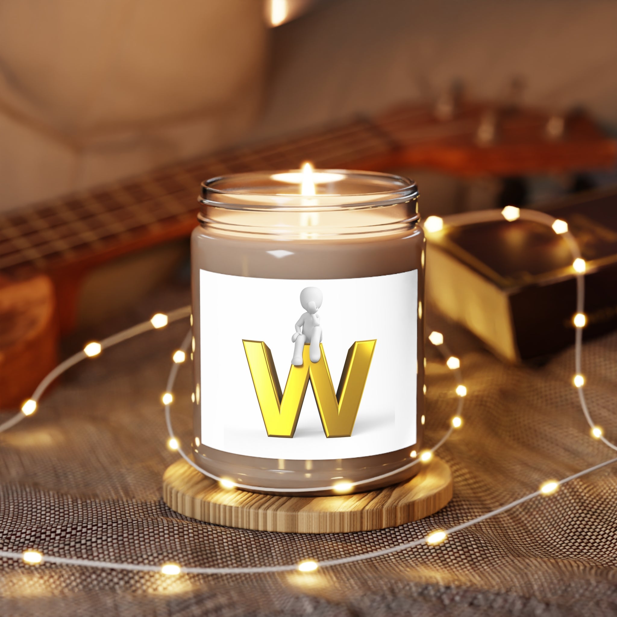Gold Letter W Monogram Candle 9oz Soy Candle | White Lid