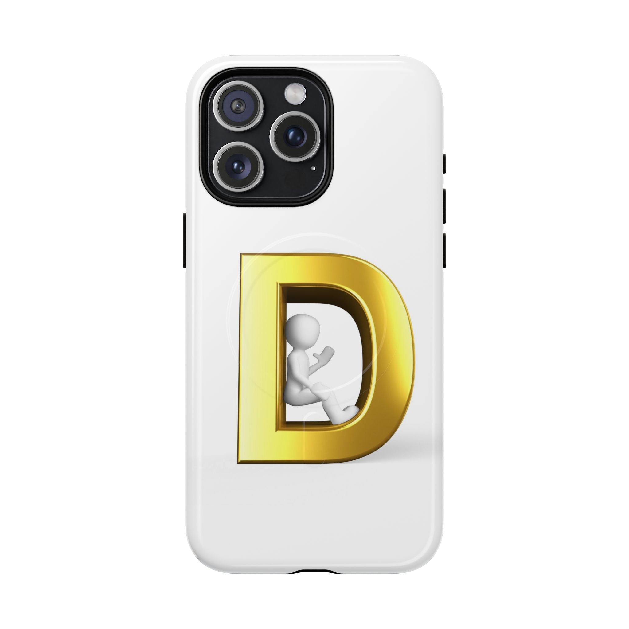 Coque de téléphone à monogramme lettre D or | Coque magnétique résistante