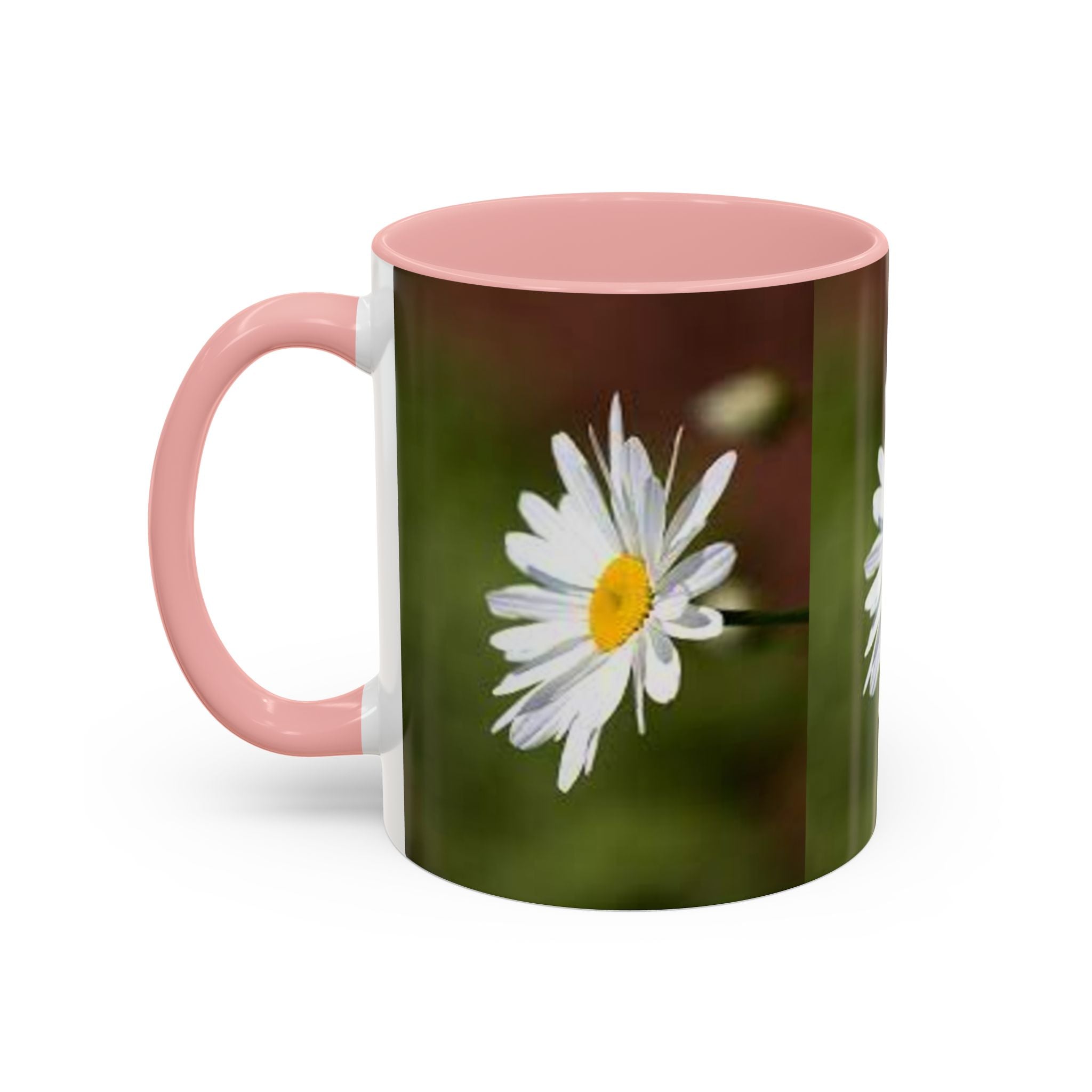 White Daisy Floral Accent Mug | 11oz or 15oz Ceramic