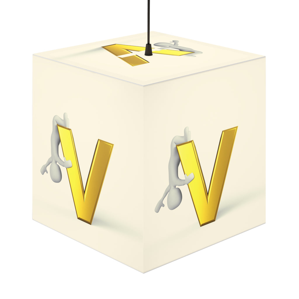 Gold Letter V Light Cube Lamp | Initial Monogram Hanging Lamp