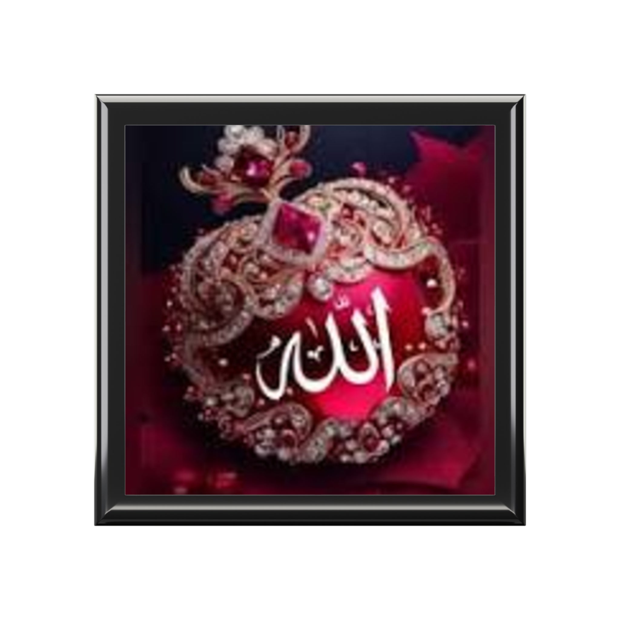 Allah Calligraphy Heart Jewelry Box | Islamic Script Trinket Box