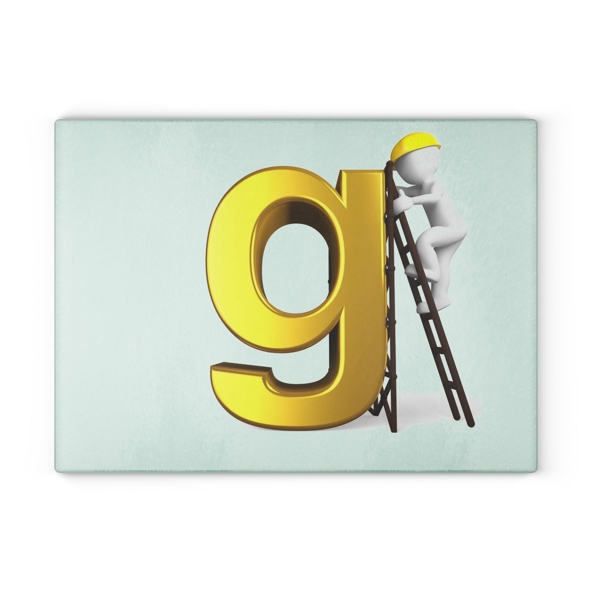 Golden Letter G with Worker Glass Cutting Board | Alphabet Kitchen Decor