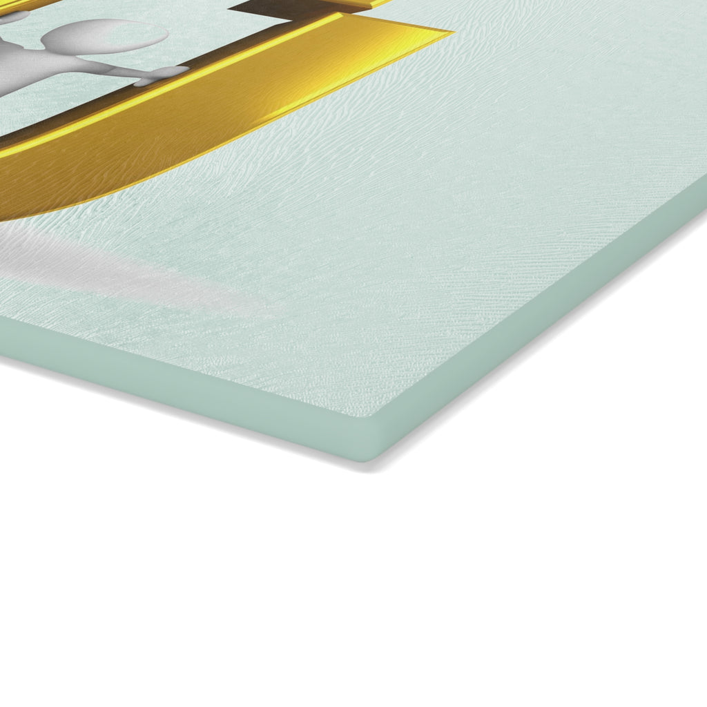 Gold Letter Ü Magnet Figure Glass Cutting Board | Lucky Magnet Design