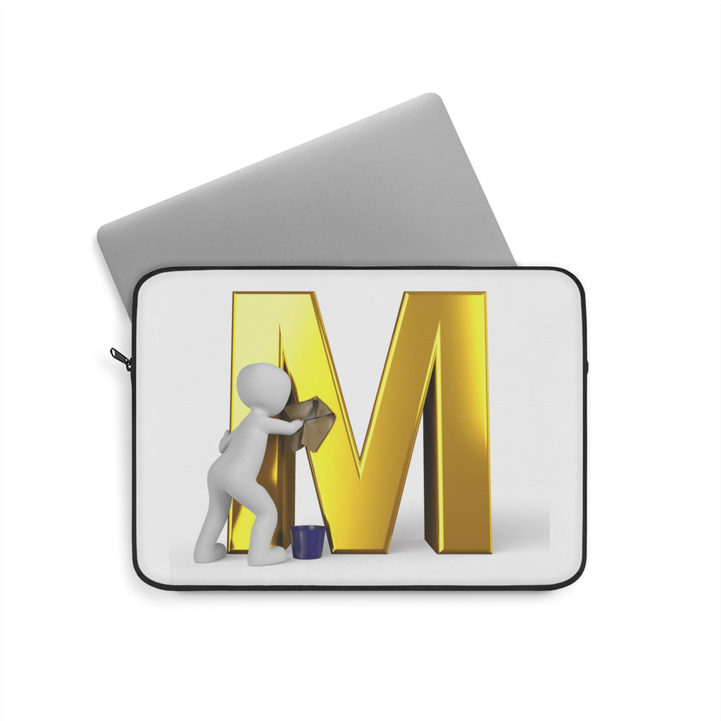 Gold Letter M Cleaning Laptop Sleeve | Monogram Initial M