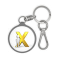 Gold Letter X with Figure Keyring Tag | Monogram Alphabet Keychain