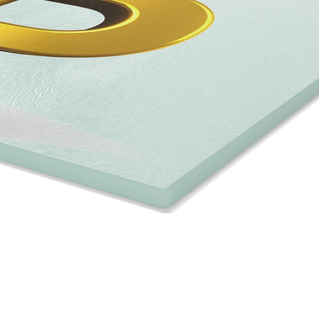 Gold Letter P with Relaxing Figure Glass Cutting Board | Monogram Kitchen Décor