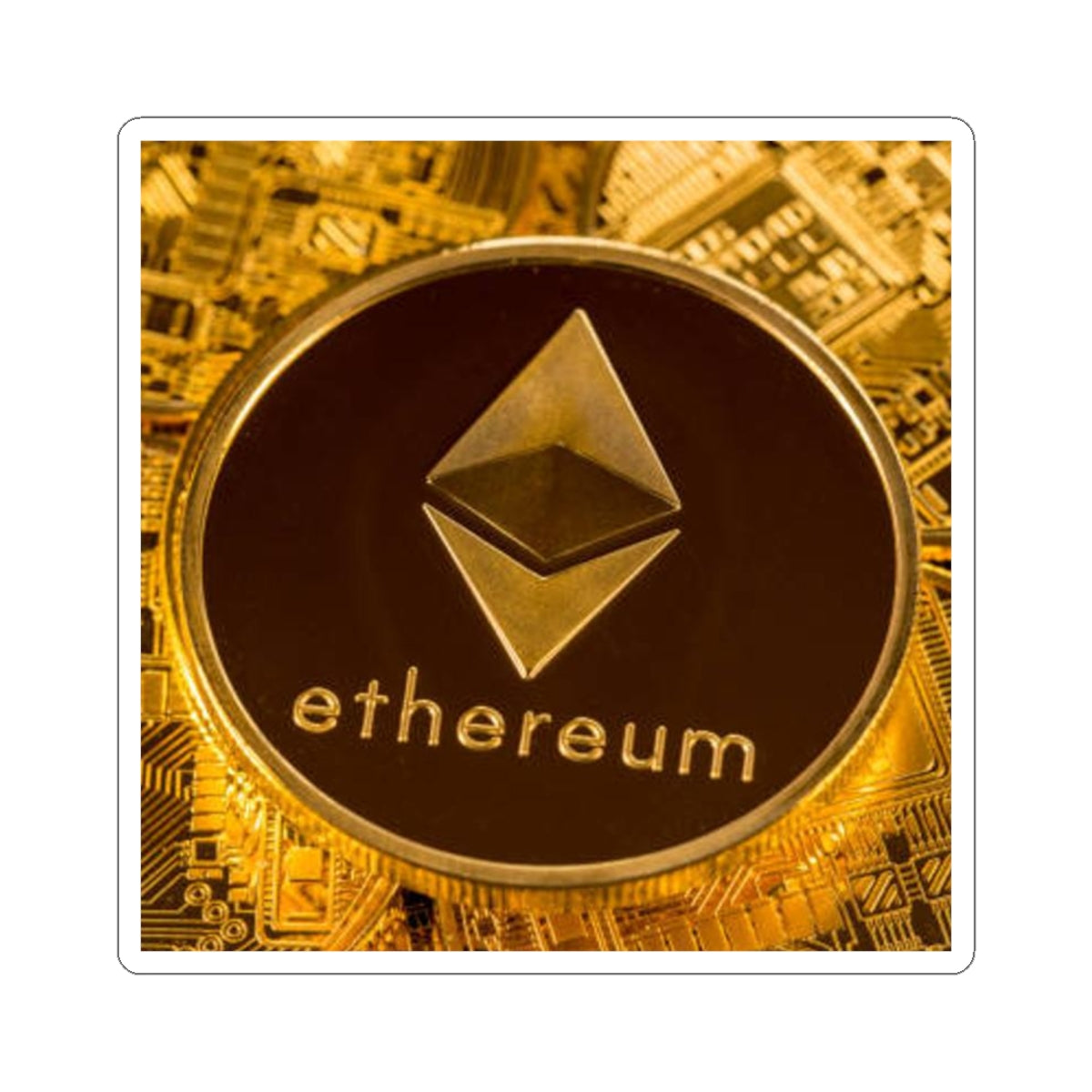 Autocollant Ethereum Coin | Autocollant en vinyle découpé de logo Crypto