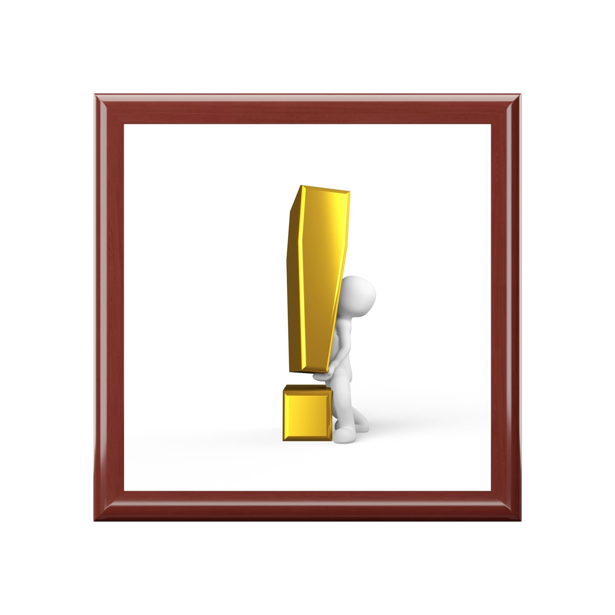 Gold Exclamation Mark Illustration Jewelry Box | Glossy Keepsake Box