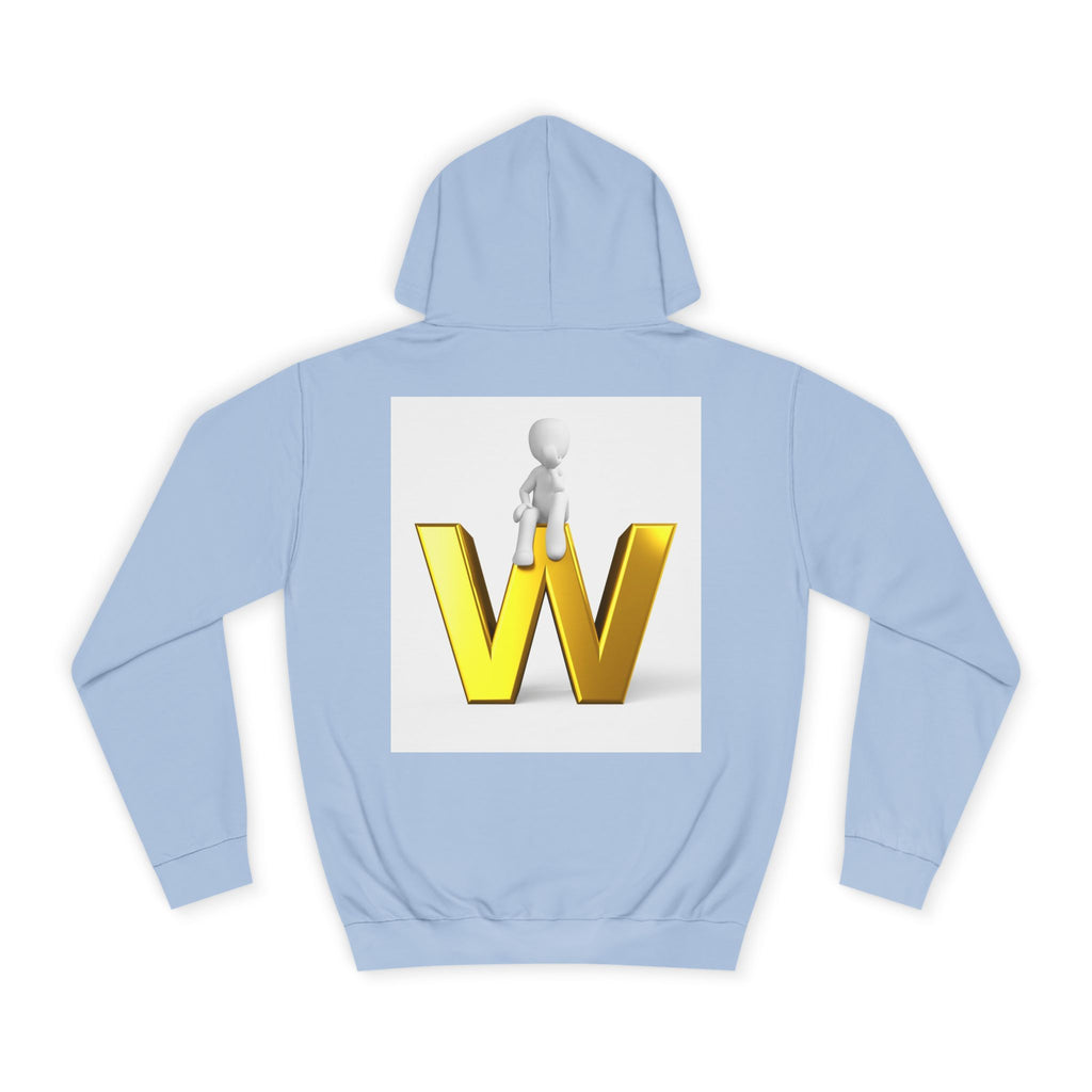 3D Gold W Letter with Sitting Figure Hoodie | Initial W Sweatshirt