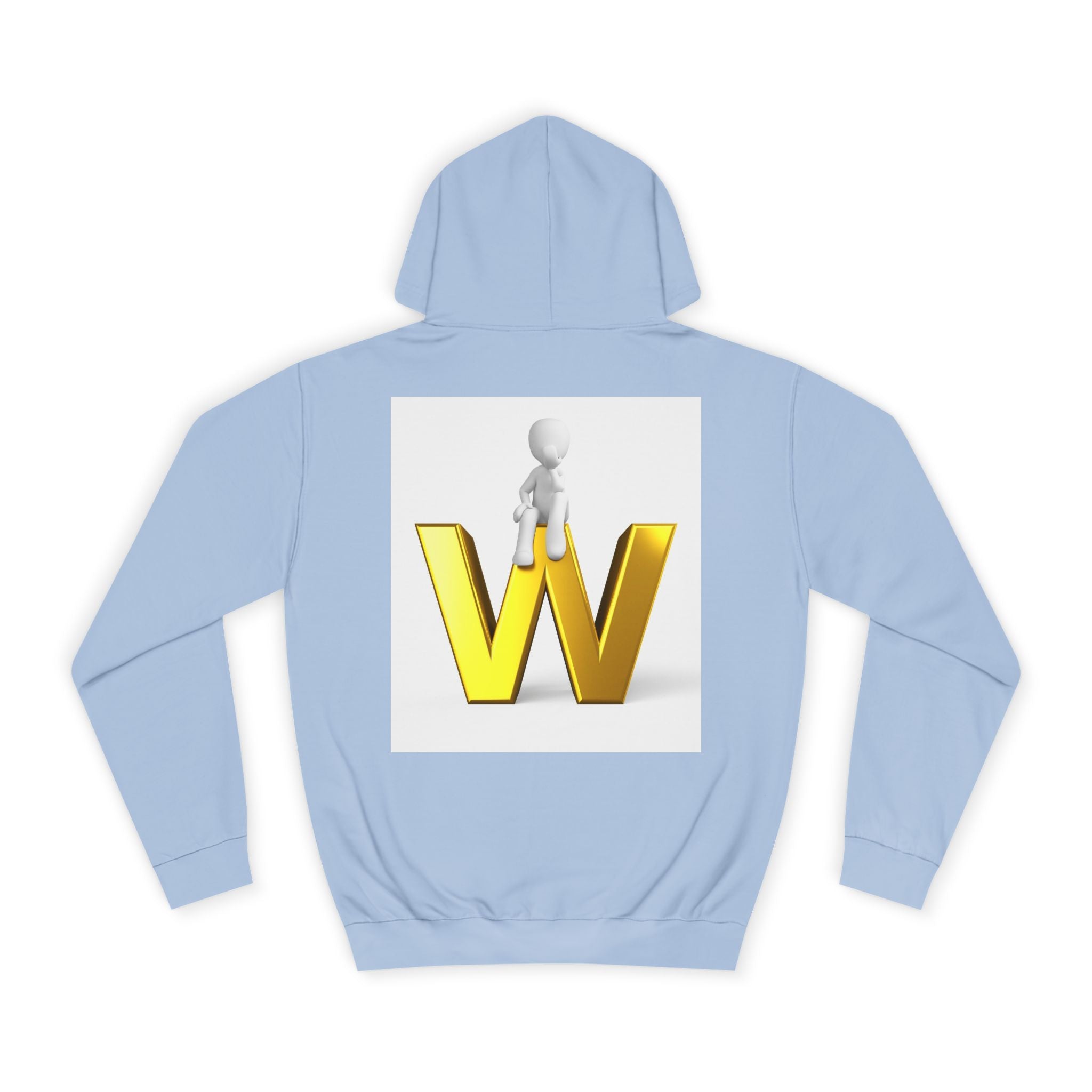 3D Gold W Letter with Sitting Figure Hoodie | Initial W Sweatshirt