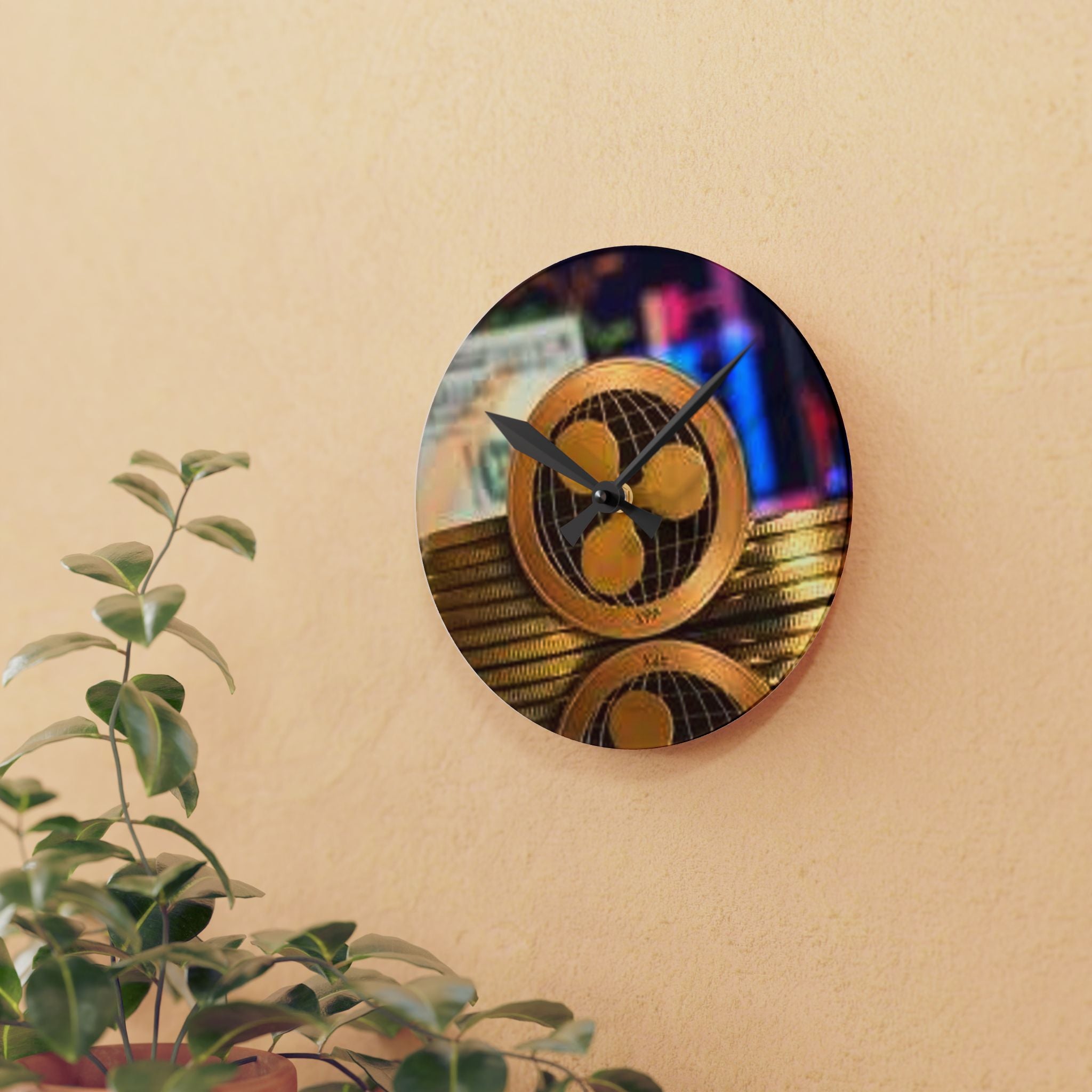 Ripple Cryptocurrency Coin Acrylic Wall Clock | Ripple XRP crypto decor