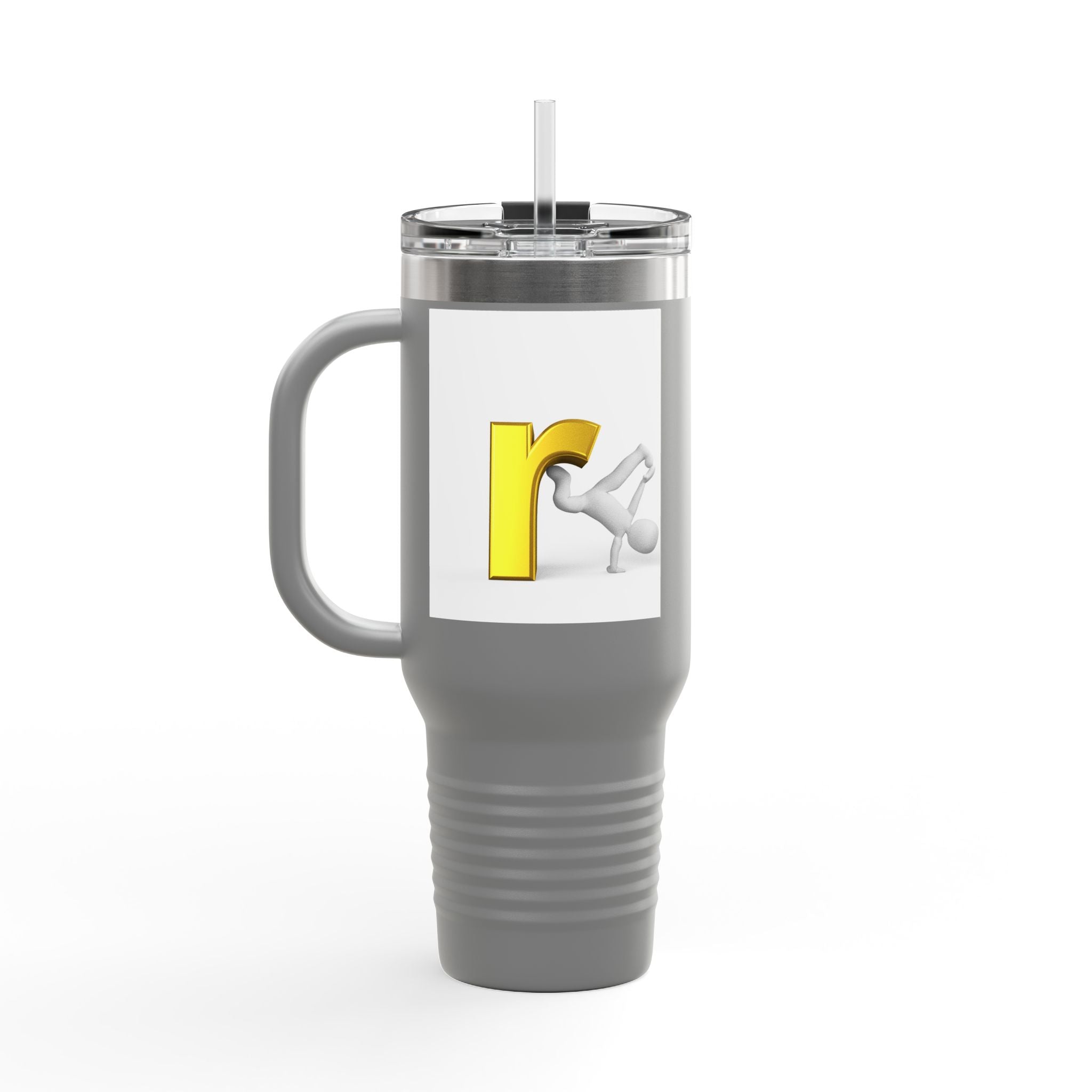 Yellow Letter R Character Travel Mug | 40oz Insulated Tumbler