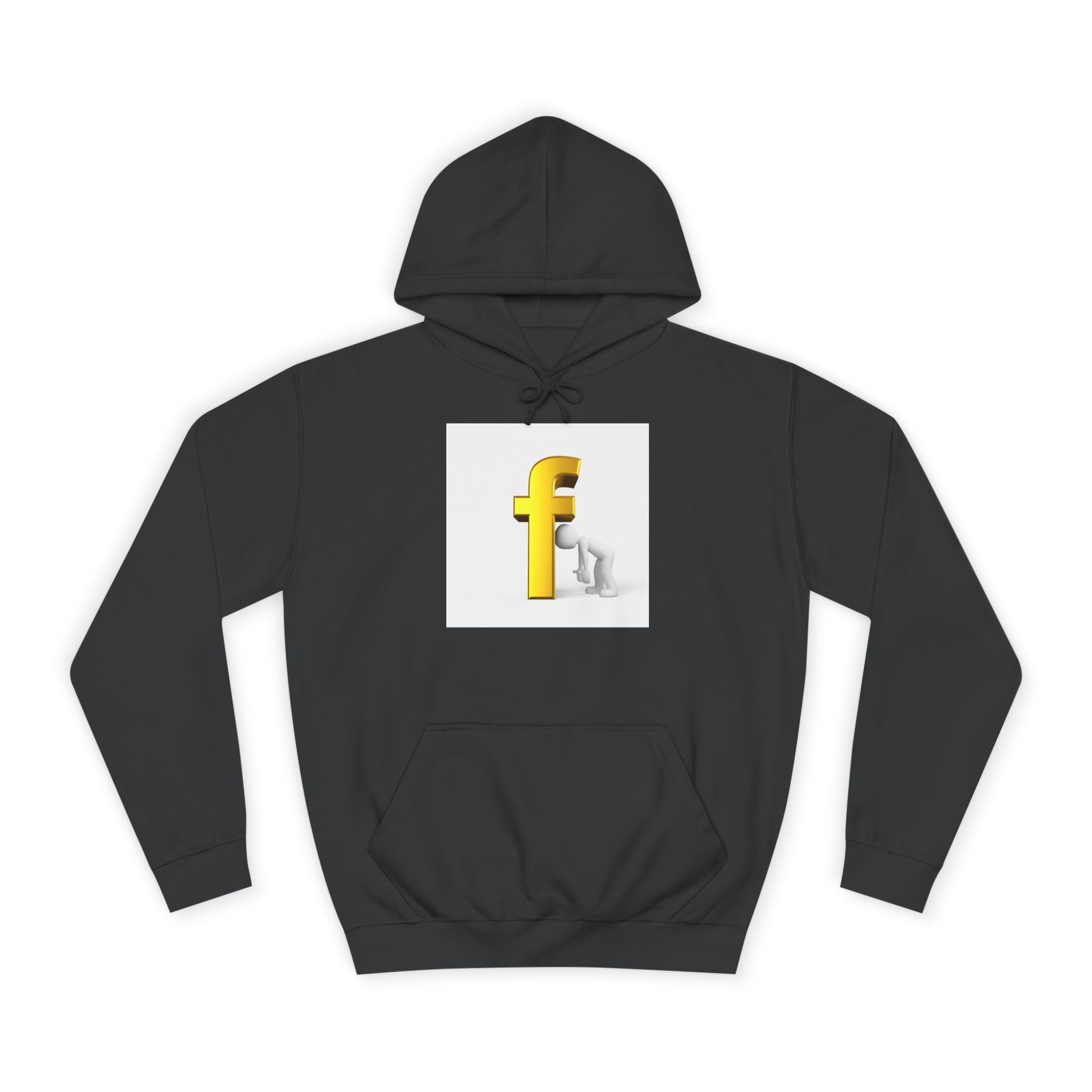 Yellow 3D Letter F Kneeling Figure Hoodie | Typography Graphic