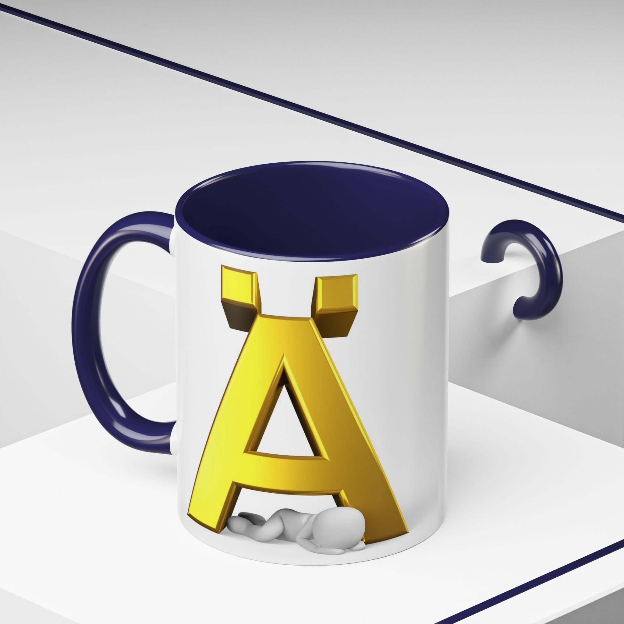 Gold 3D Letter Ä Accent Coffee Mug 11oz 15oz | Monogram Initial Ceramic Mug