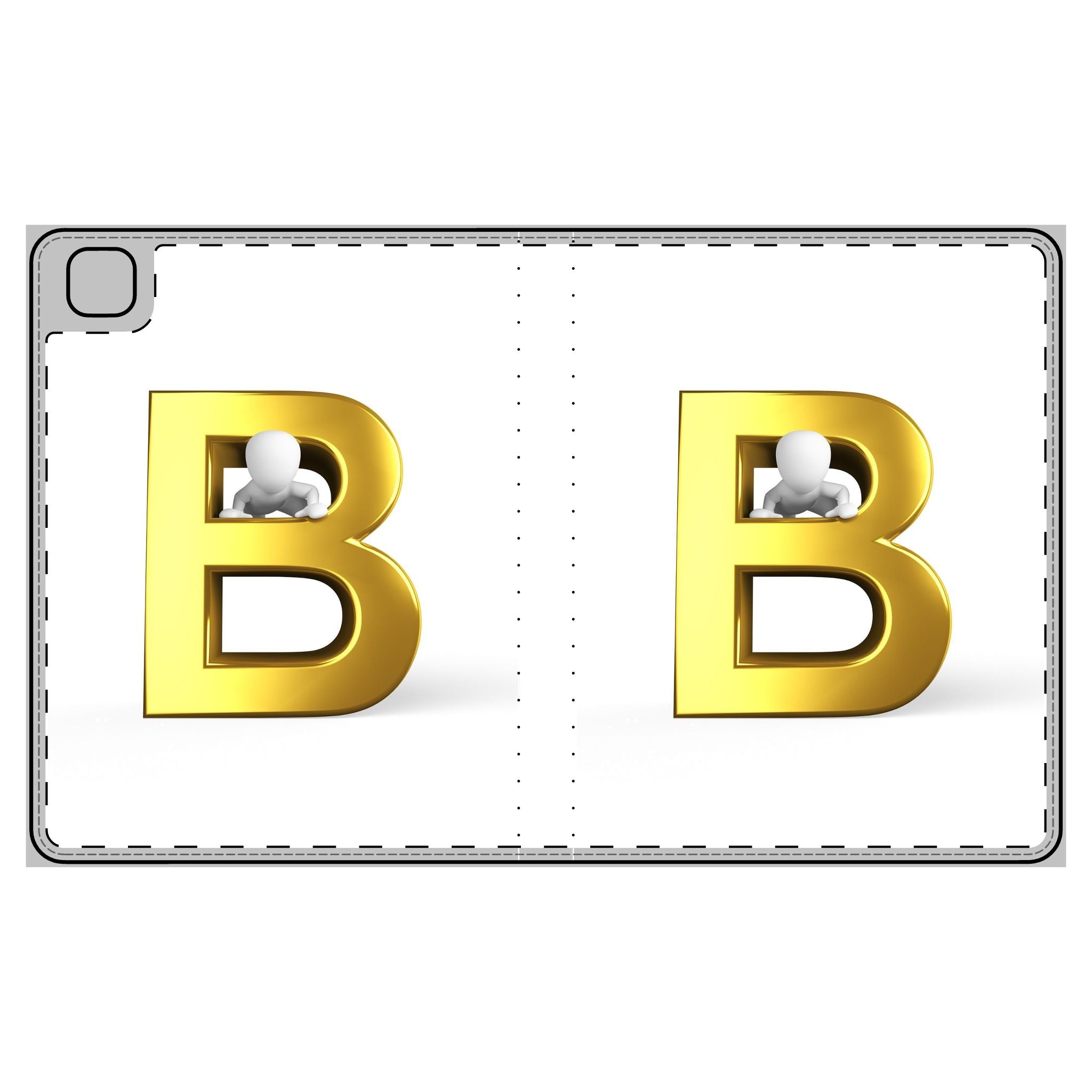 Gold Letter B Monogram Tablet Folio Case | Initial B Alphabet Cover