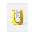 Gold Letter U with Playful Figure Toddler Blanket | Personalized Initial