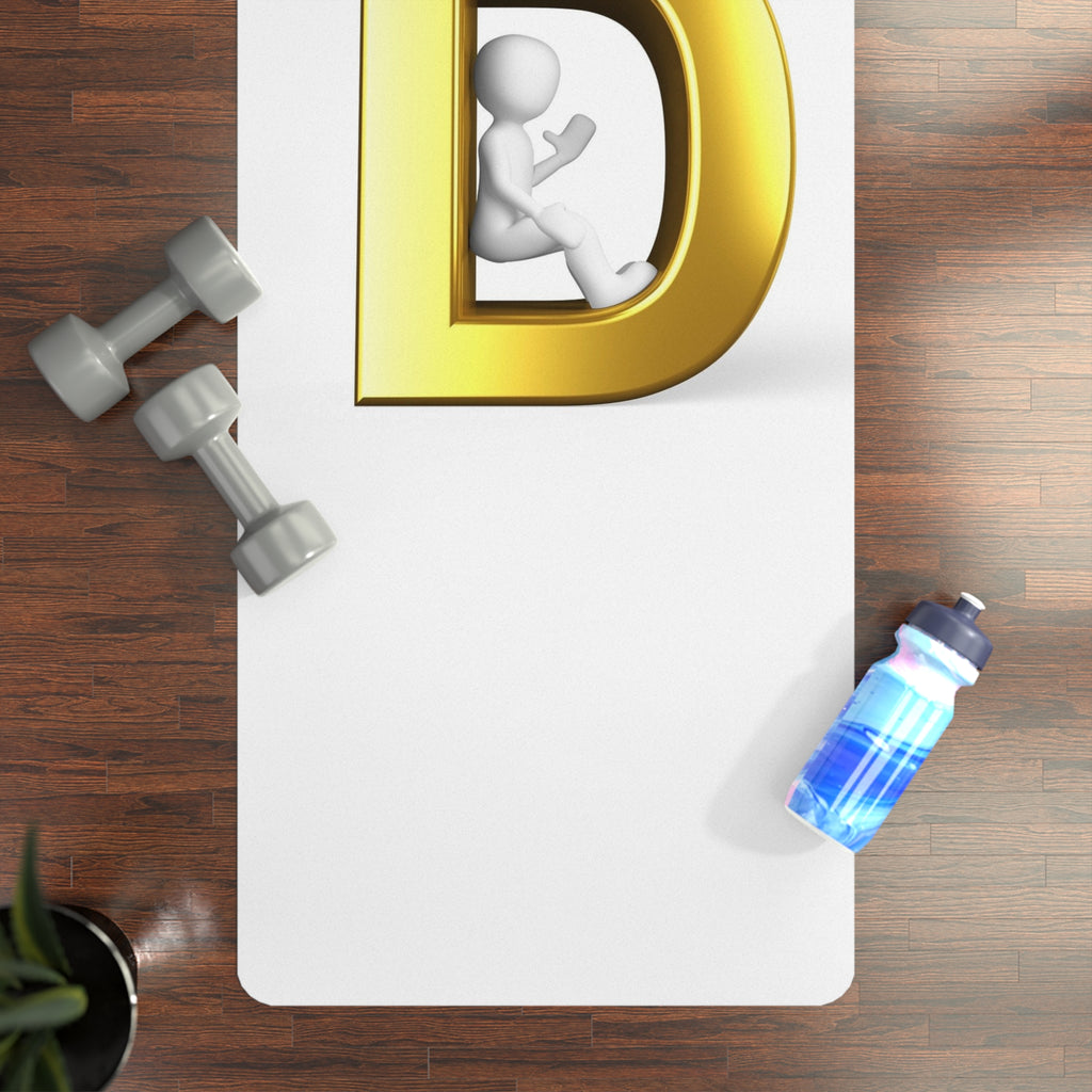 Gold Letter D Monogram Rubber Yoga Mat | Initial D Meditation