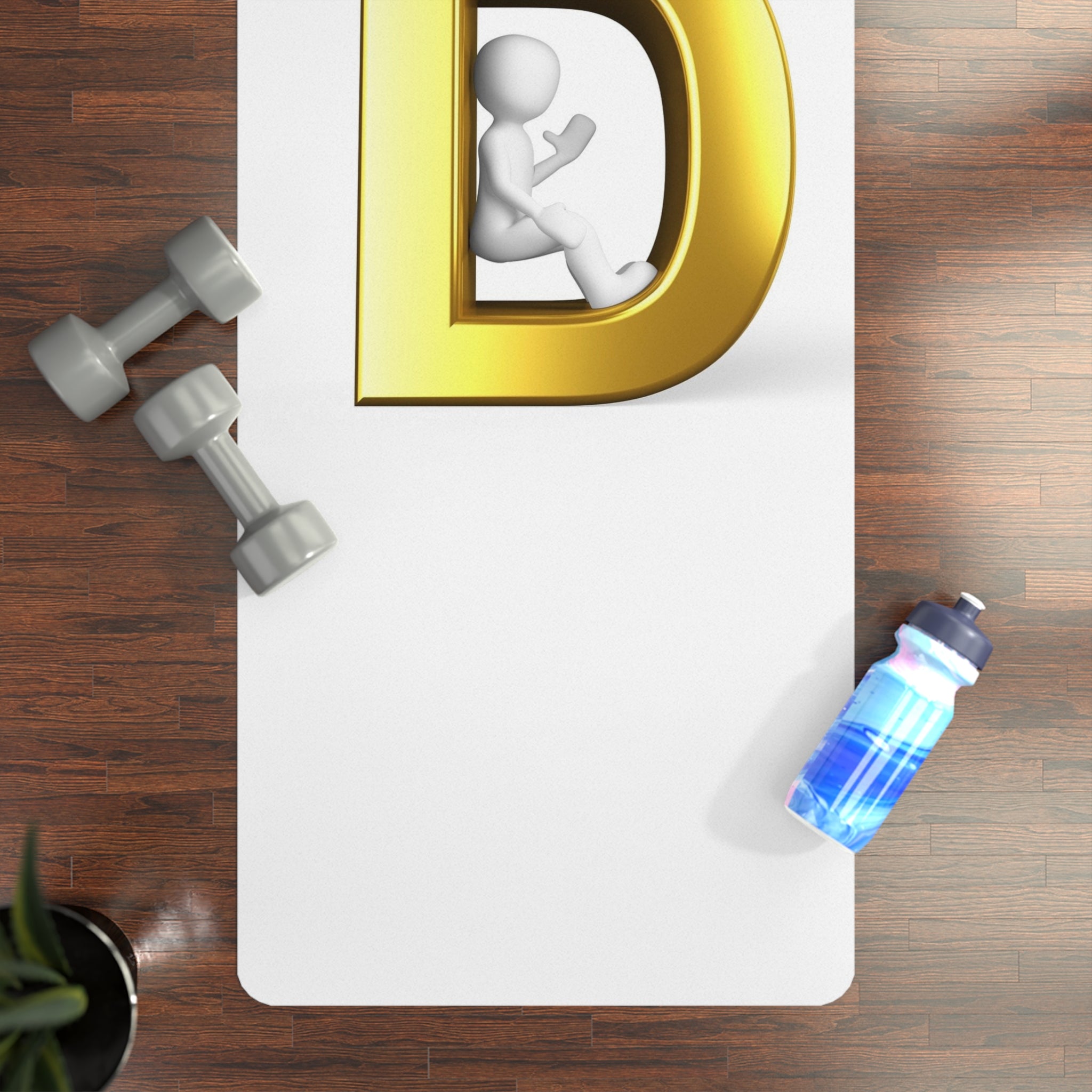 Gold Letter D Monogram Rubber Yoga Mat | Initial D Meditation