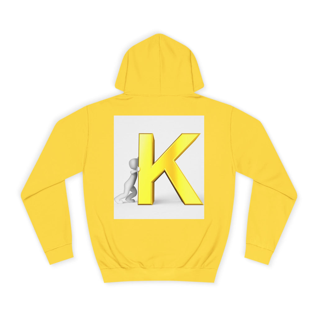 Yellow 3D Letter K hoodie | Initial Monogram, Alphabet Graphic