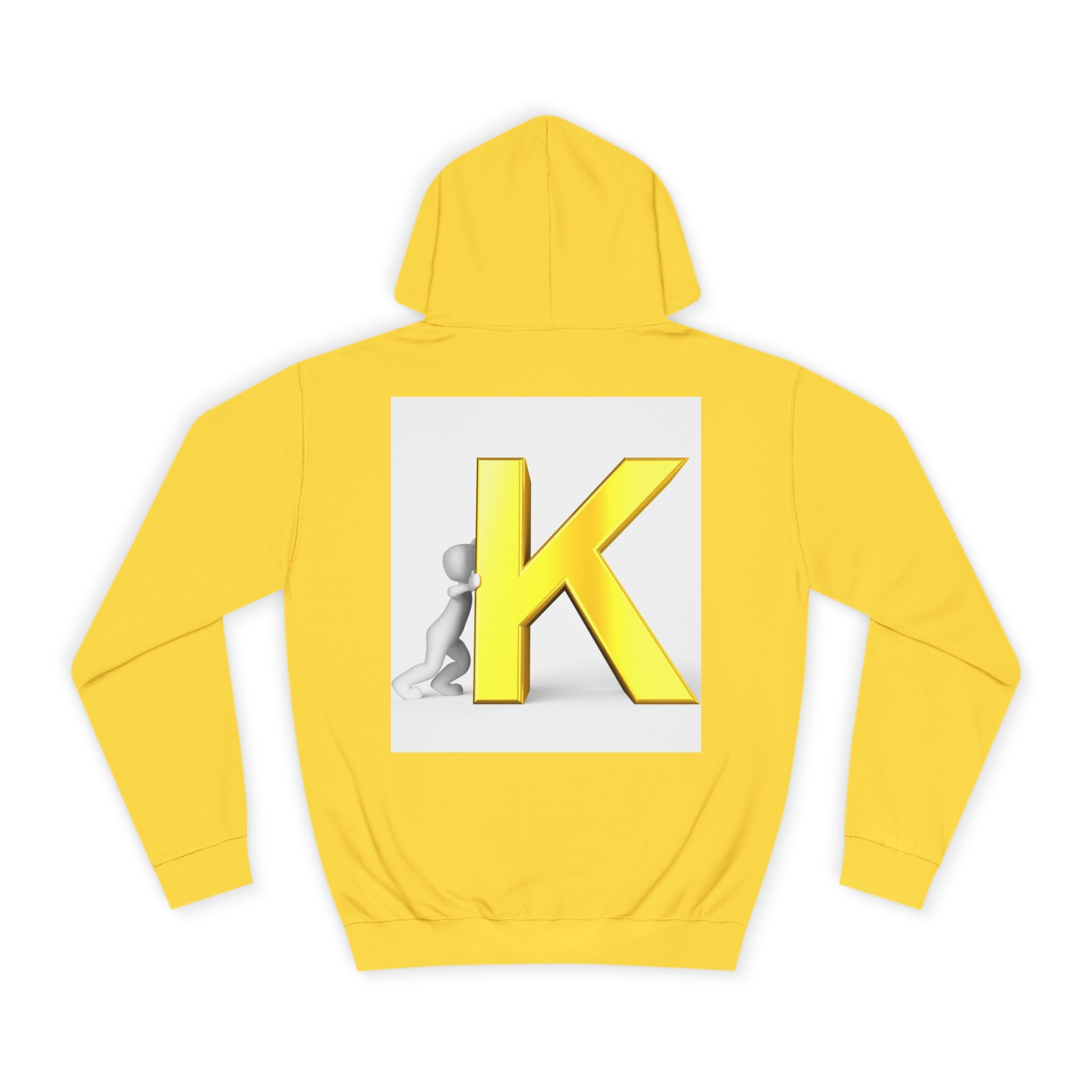 Yellow 3D Letter K hoodie | Initial Monogram, Alphabet Graphic