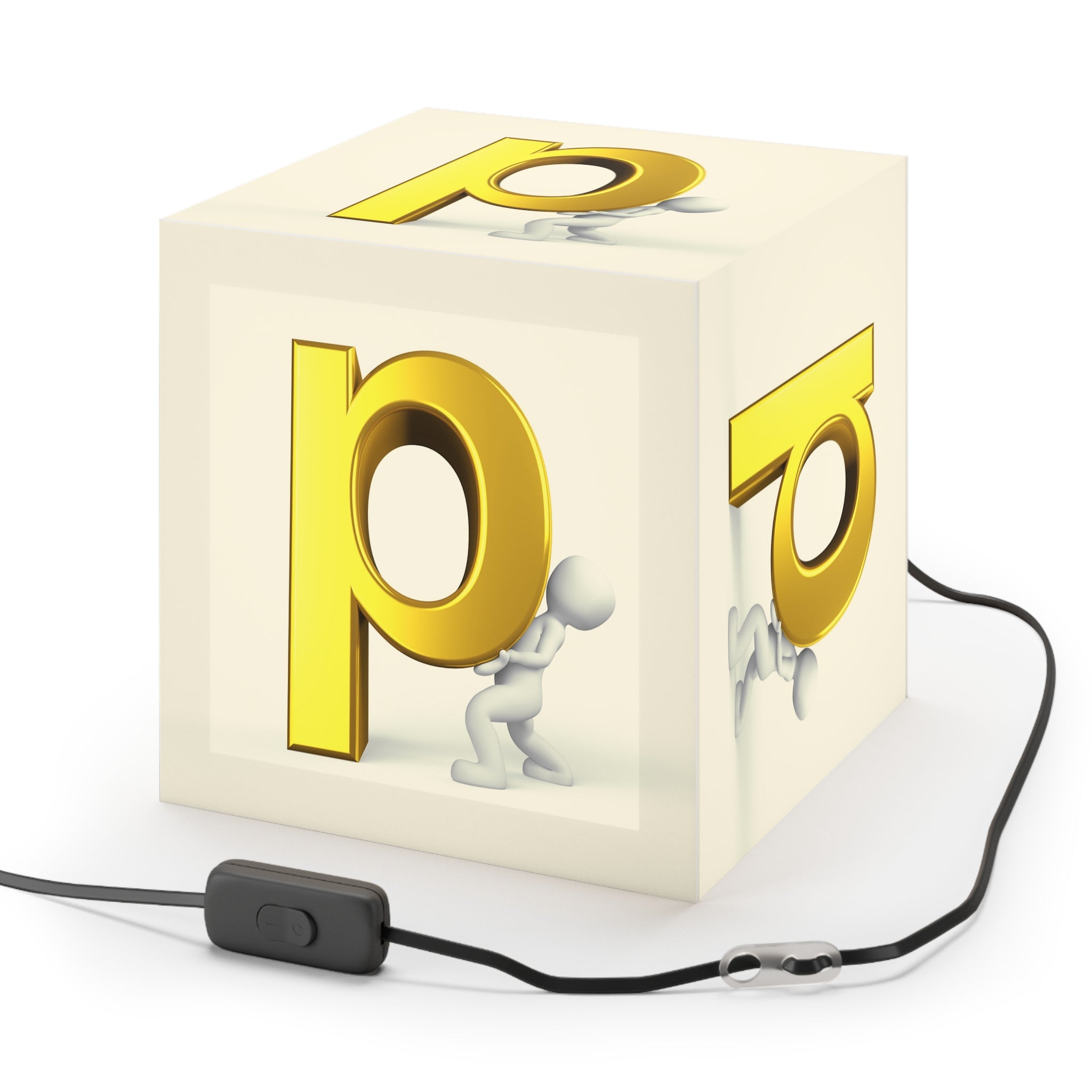 3D Gold Letter P Light Cube Lamp | Room Decor, Hanging Pendant
