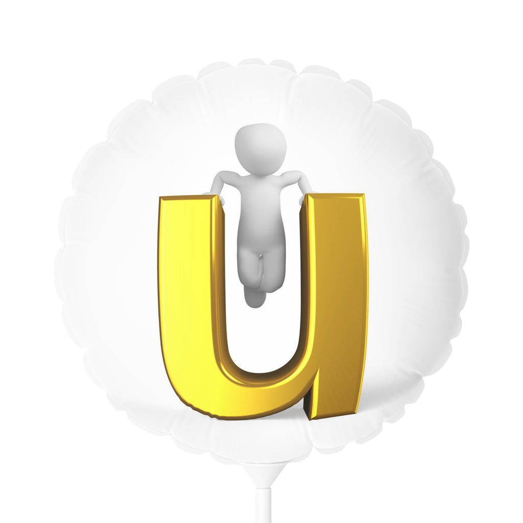 Gold Letter U Balloon 11" Foil Balloon | Round or Heart-shaped