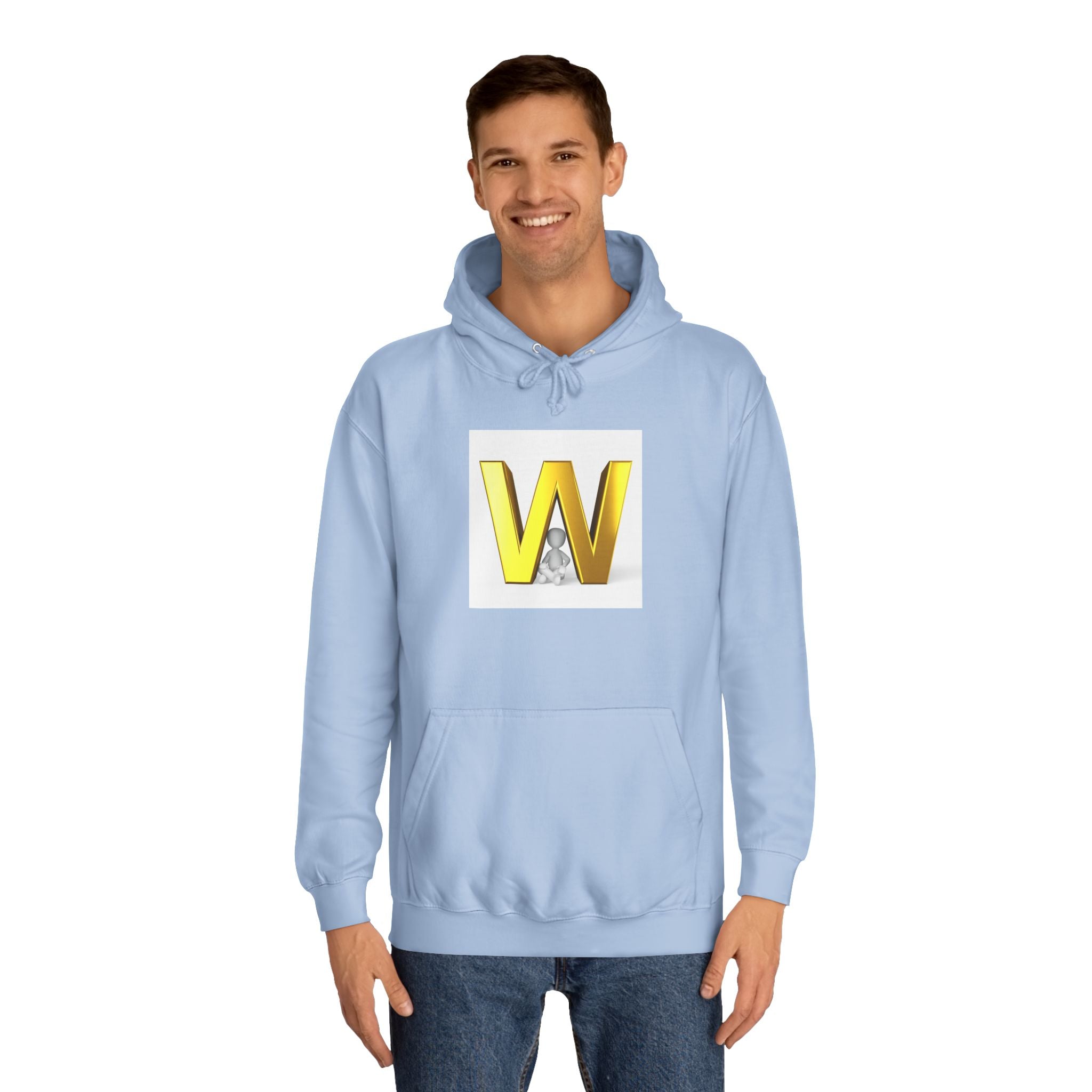 Gold 3D Letter W Hoodie | Monogram Initial Sweatshirt