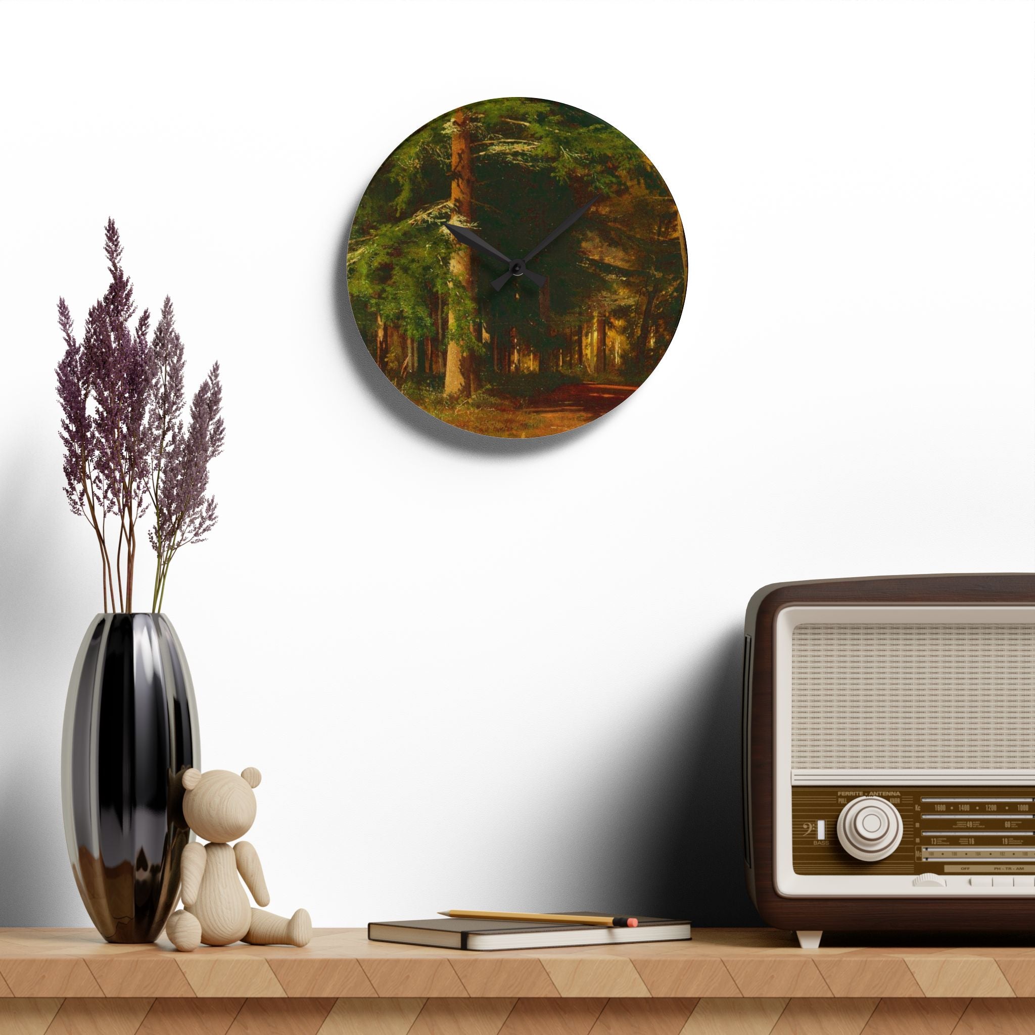 Forest Path Painting Acrylic Wall Clock | Woodland Landscape Wall Clock