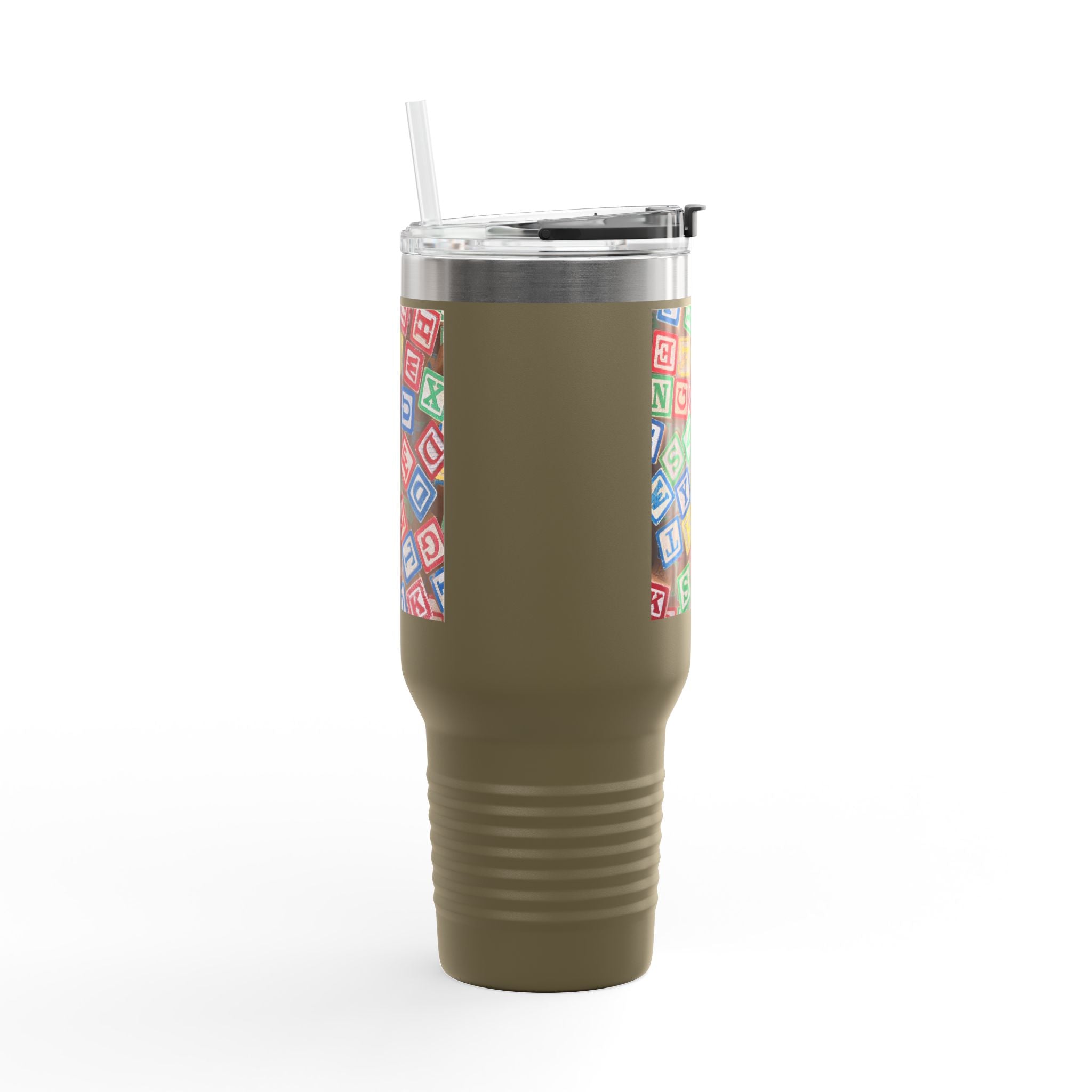 Mug isotherme de voyage avec des blocs alphabet colorés | 1,2 L