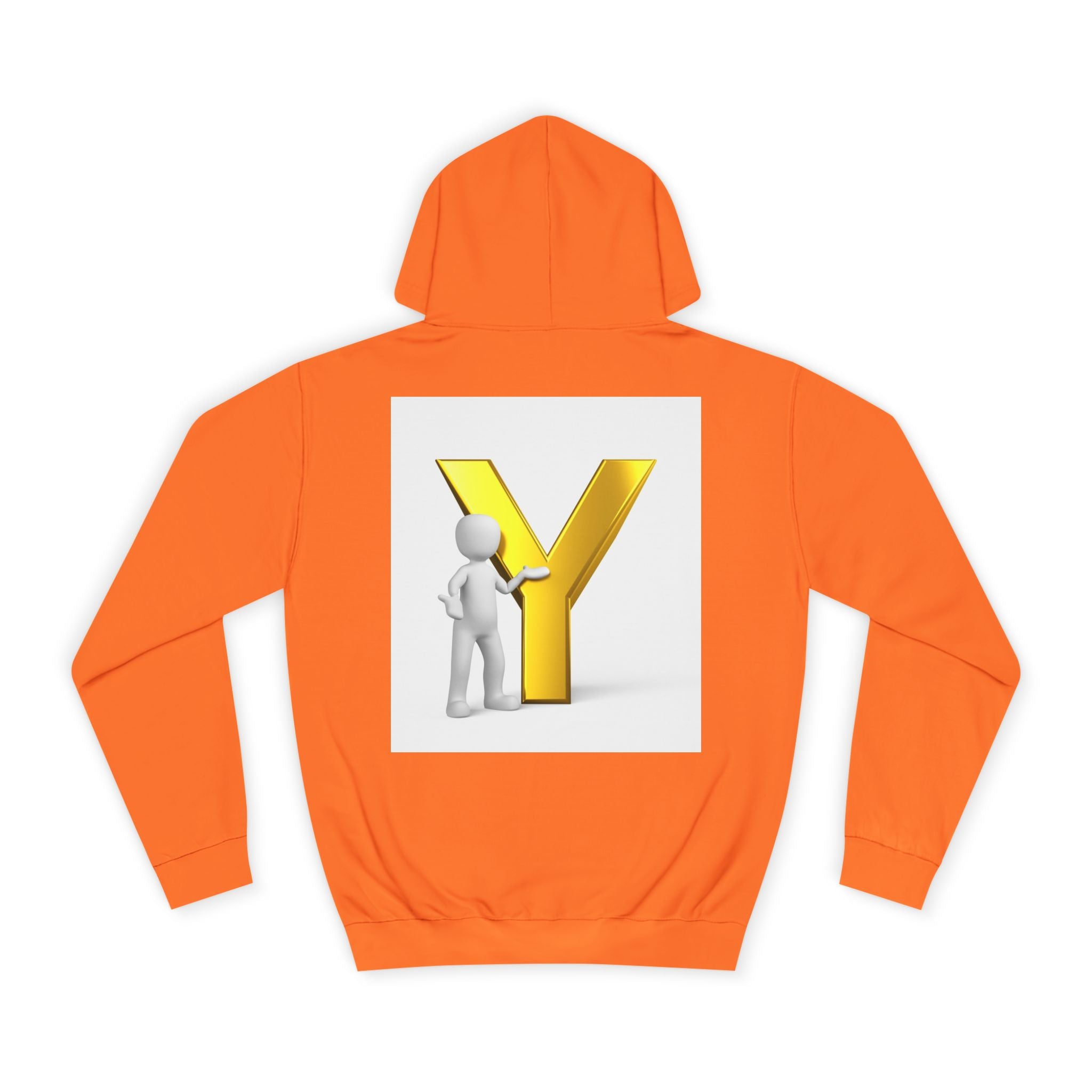 3D Gold Letter Y with Figure Hoodie | Initial Monogram Sweatshirt