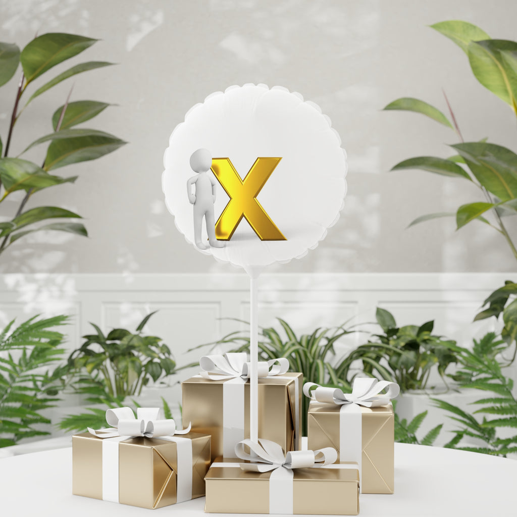 Gold Letter X Balloon Round or Heart 11"