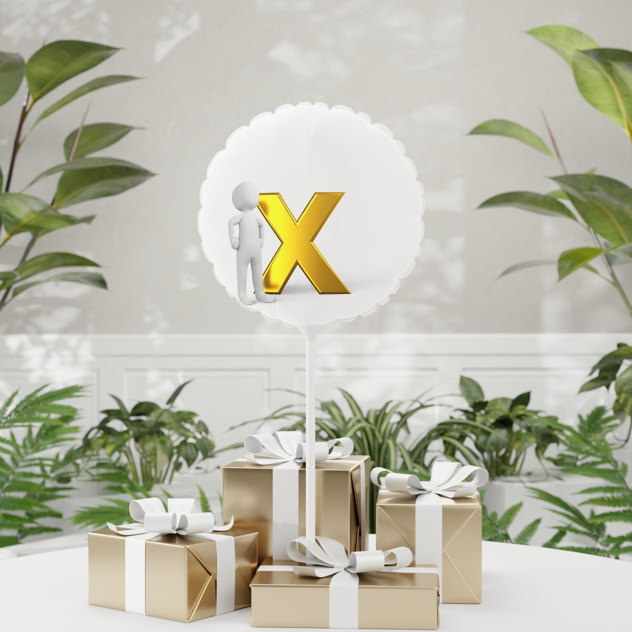 Gold Letter X Balloon Round or Heart 11"