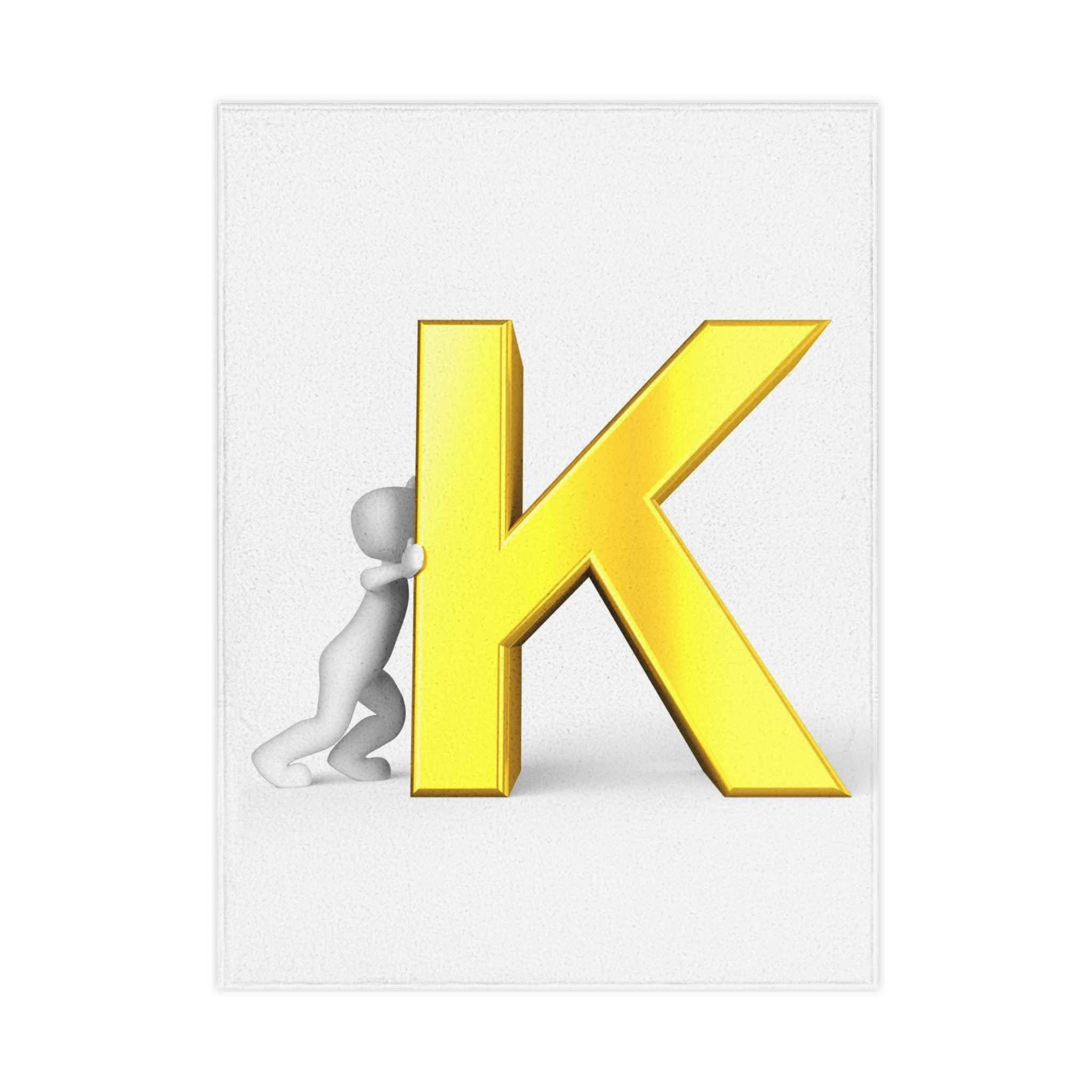 Gold Letter K toddler blanket | Monogram Initial K blanket