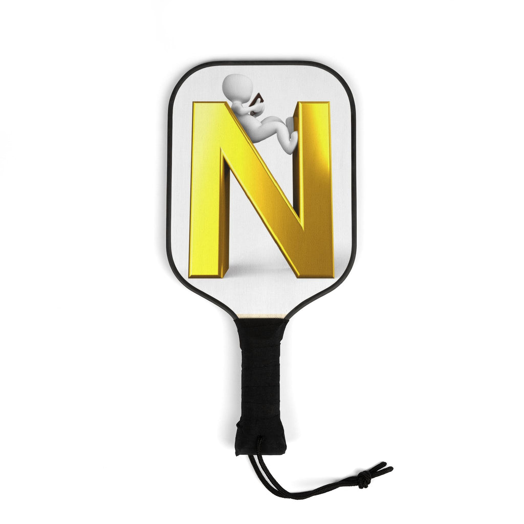 Gold Letter N Pickleball Paddle Set | Pickleball Kit, Initials Paddle with Balls