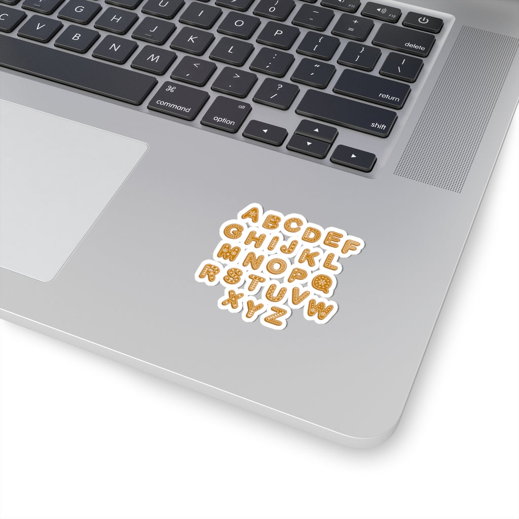 Gingerbread Alphabet Stickers Kiss-Cut Sticker Sheet | Cookie Letter Decals