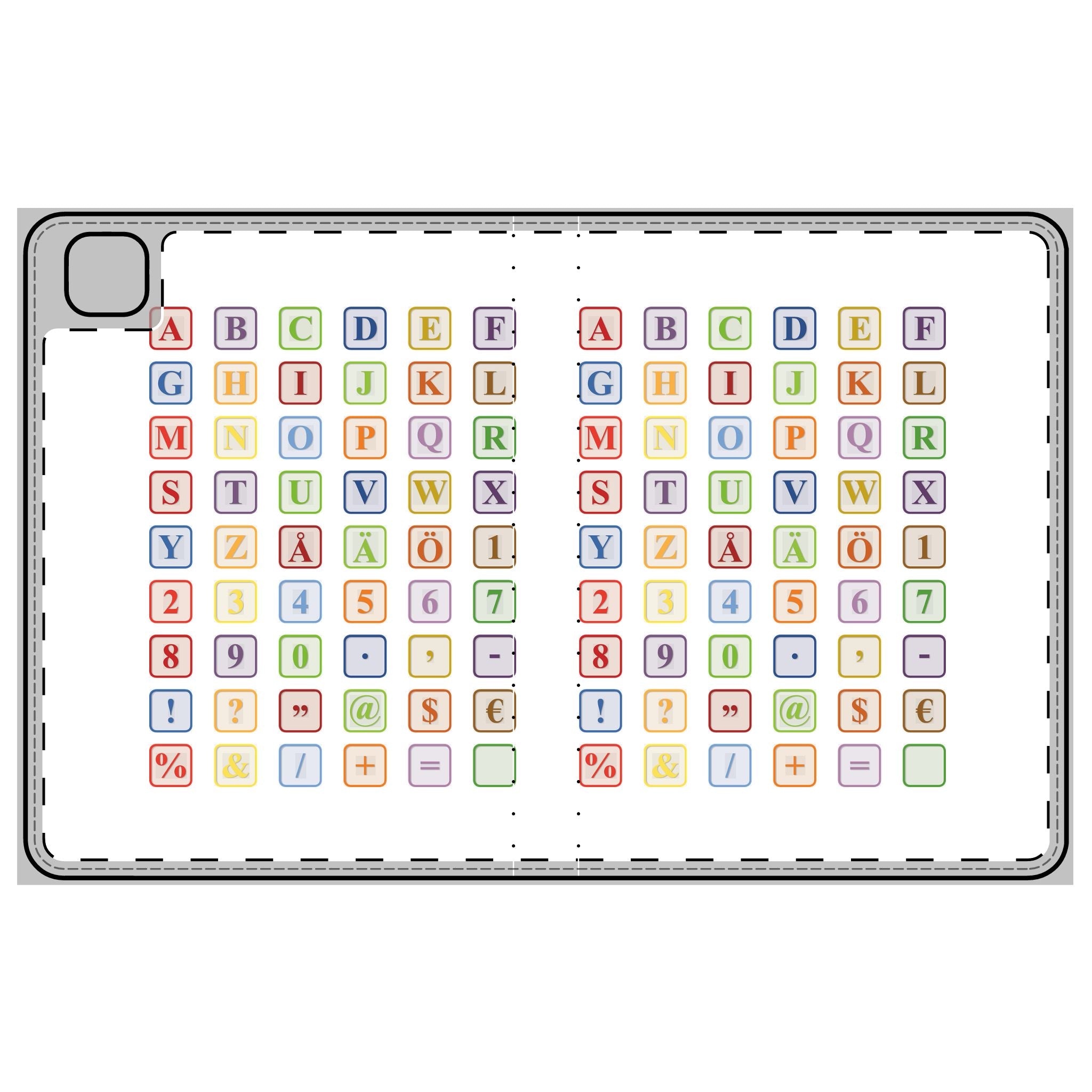 Étui portefeuille pour tablette avec blocs alphabet | Design coloré de clavier de lettres