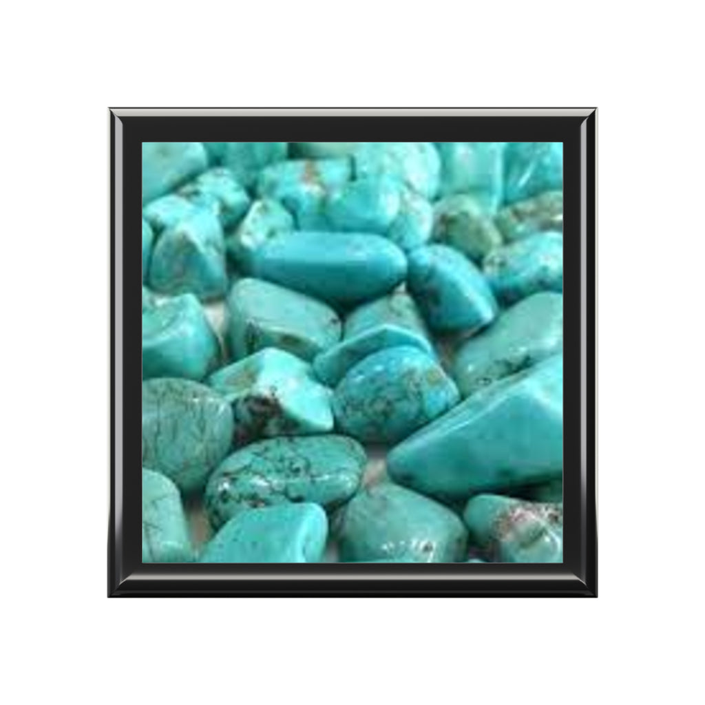 Turquoise Stone Pattern Jewelry Box | Blue Gemstone Trinket Box