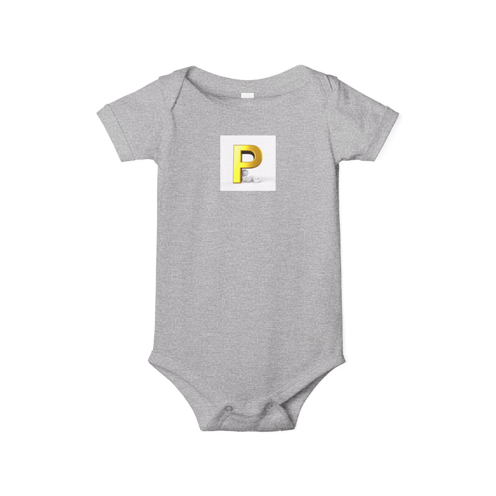 Gold Letter P Monogram Infant One Piece | Baby Bodysuit Initial